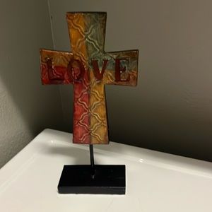 4/$20 Love Metal cross table decor